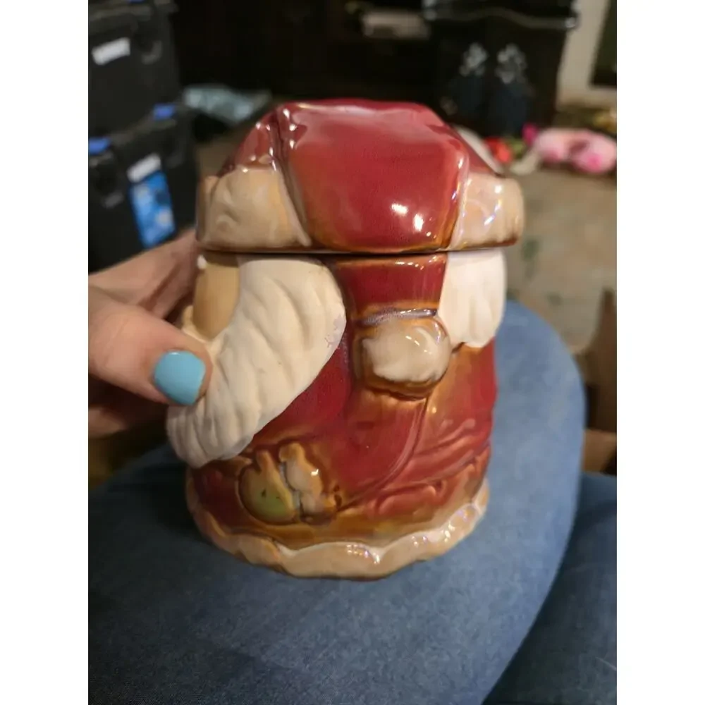 Vintage Gibson Santa Claus Cookie Jar Canister Christmas Kitchen Decor 7